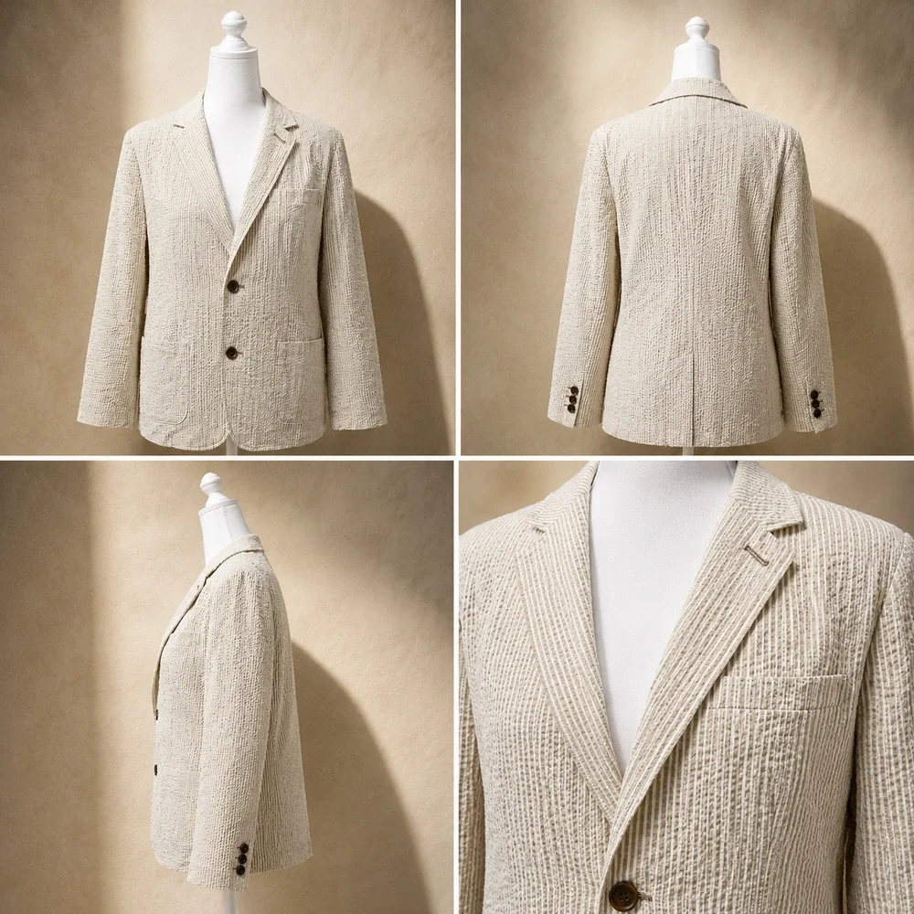 Goodfellow Kenwood Blazer M Seersucker Sport Coat Preppy Coastal Old Money